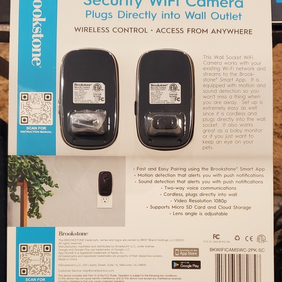 Brookstone HD 1080p Plug-in Security WIFI Camera 2-Pack BKWIFICAMSWC - Picture 2 of 3